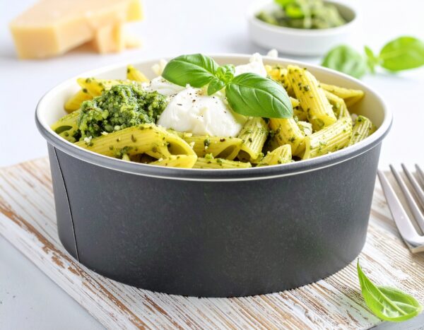 Penne au pesto et Burrata